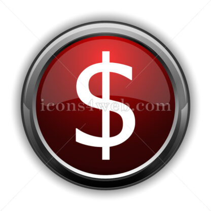 Dollar icon. Red glossy web icon with shadow - Icons for website