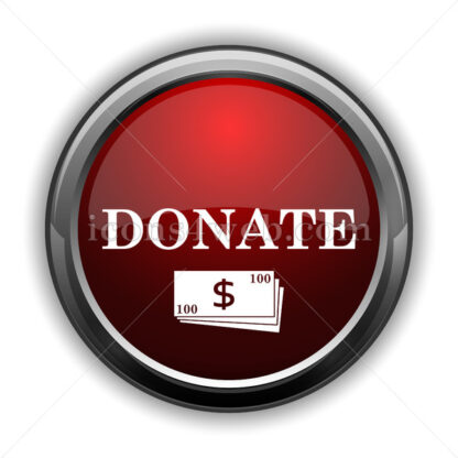 Donate icon. Red glossy web icon with shadow - Icons for website