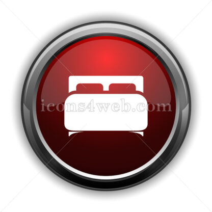 Double bed icon. Red glossy web icon with shadow - Icons for website