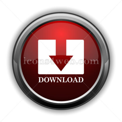 Download icon. Red glossy web icon with shadow - Icons for website
