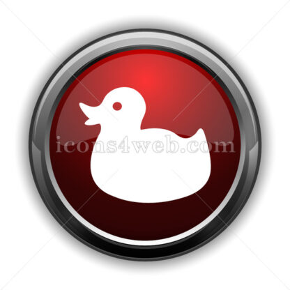 Duck icon. Red glossy web icon with shadow - Website icons