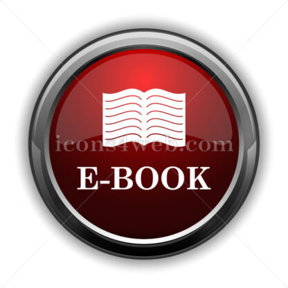 E-book icon. Red glossy web icon with shadow - Icons for website