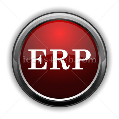 ERP icon. Red glossy web icon with shadow - Icons for website