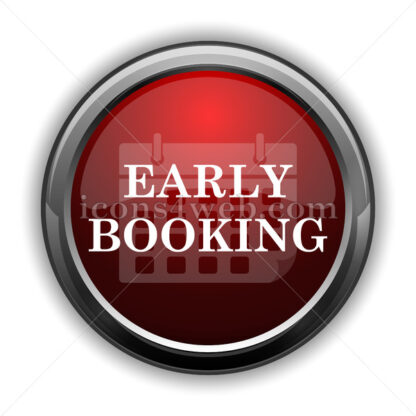 Early booking icon. Red glossy web icon with shadow - Website icons