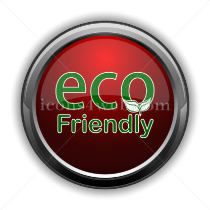Eco Friendly icon. Red glossy web icon with shadow - Icons for website
