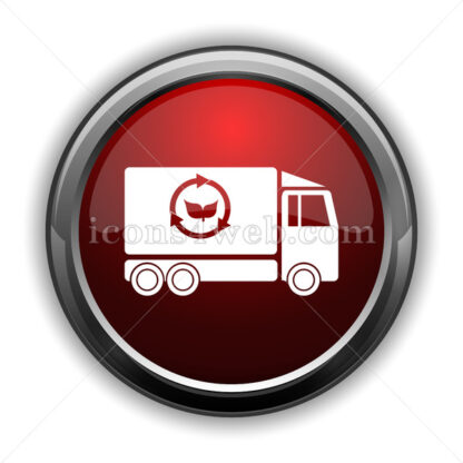 Eco truck icon. Red glossy web icon with shadow - Icons for website