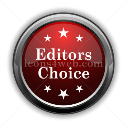 Editors choice icon. Red glossy web icon with shadow - Icons for website