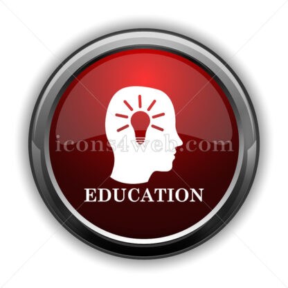 Education icon. Red glossy web icon with shadow - Icons for website