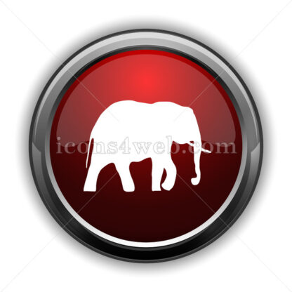 Elephant icon. Red glossy web icon with shadow - Icons for website