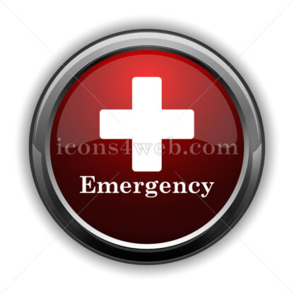 Emergency icon. Red glossy web icon with shadow - Icons for website