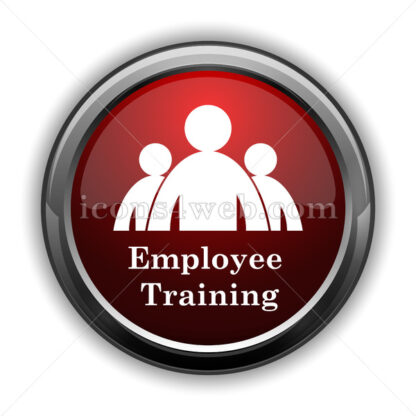 Employee training icon. Red glossy web icon with shadow - Icons for website