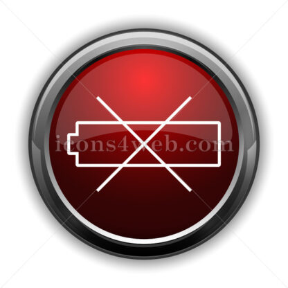 Empty battery icon. Red glossy web icon with shadow - Icons for website