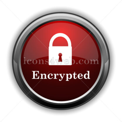 Encrypted icon. Red glossy web icon with shadow - Icons for website