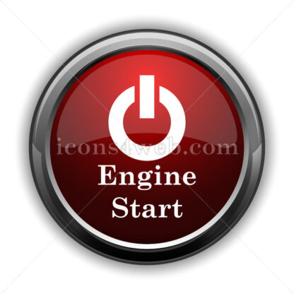 Engine start icon. Red glossy web icon with shadow - Icons for website
