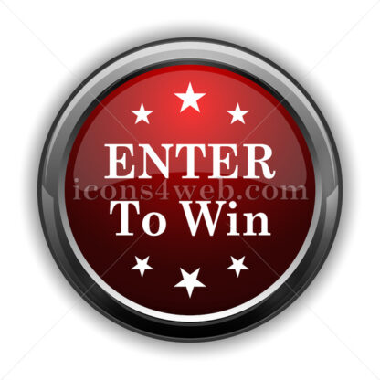 Enter to win icon. Red glossy web icon with shadow - Icons for website