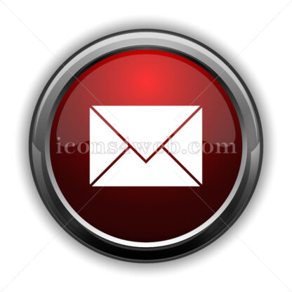Envelope icon. Red glossy web icon with shadow - Icons for website