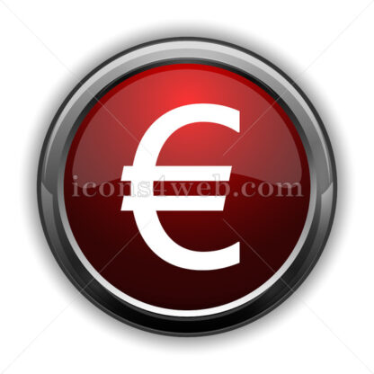 Euro icon. Red glossy web icon with shadow - Icons for website