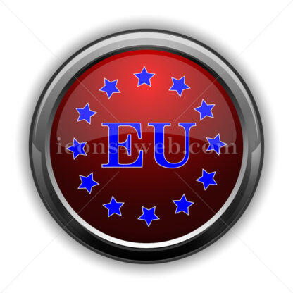 European union icon. Red glossy web icon with shadow - Icons for website