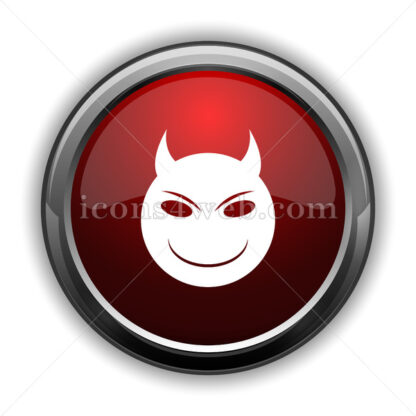 Evil icon. Red glossy web icon with shadow - Icons for website
