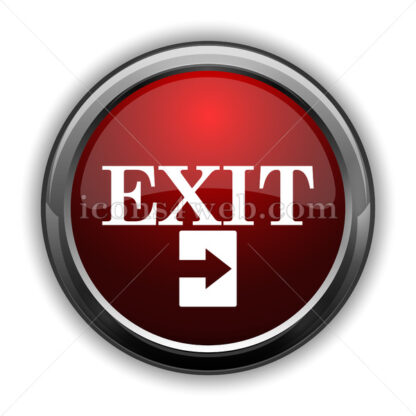 Exit icon. Red glossy web icon with shadow - Icons for website