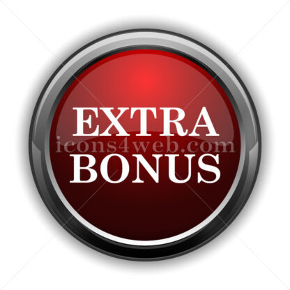 Extra bonus icon. Red glossy web icon with shadow - Icons for website