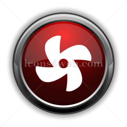 Fan icon. Red glossy web icon with shadow - Icons for website