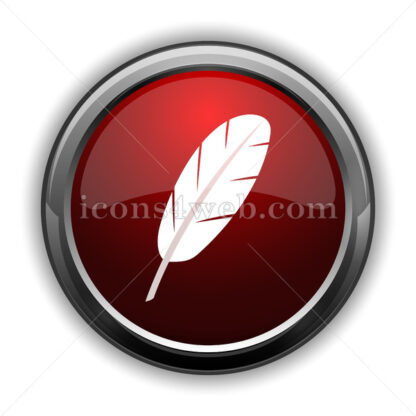 Feather icon. Red glossy web icon with shadow - Icons for website