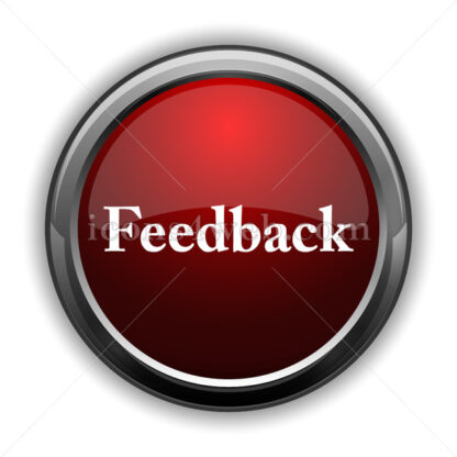 Feedback icon. Red glossy web icon with shadow - Icons for website
