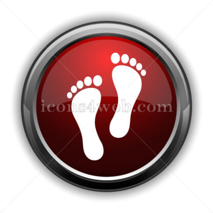 Feet print icon. Red glossy web icon with shadow - Icons for website