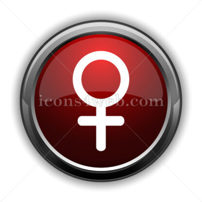 Female sign icon. Red glossy web icon with shadow - Icons for website