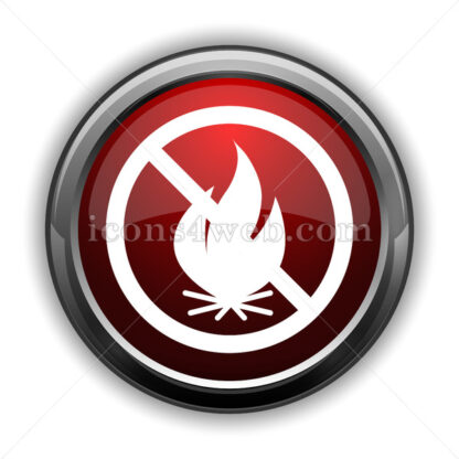Fire forbidden icon. Red glossy web icon with shadow - Icons for website