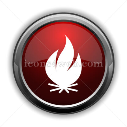 Fire icon. Red glossy web icon with shadow - Icons for website