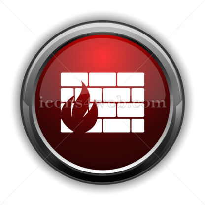 Firewall icon. Red glossy web icon with shadow - Icons for website