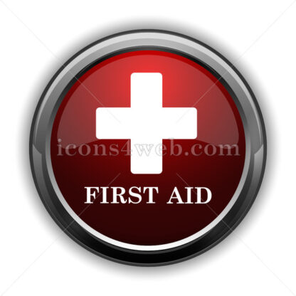 First aid icon. Red glossy web icon with shadow - Icons for website