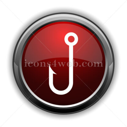 Fish hook icon. Red glossy web icon with shadow - Website icons