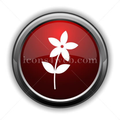 Flower  icon. Red glossy web icon with shadow - Website icons