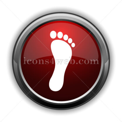 Foot print icon. Red glossy web icon with shadow - Icons for website