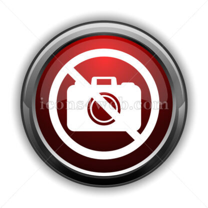Forbidden camera icon. Red glossy web icon with shadow - Icons for website