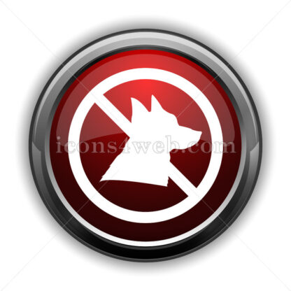 Forbidden dogs icon. Red glossy web icon with shadow - Icons for website
