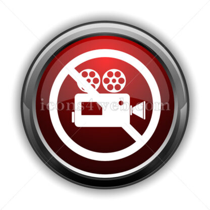 Forbidden video camera icon. Red glossy icon with shadow - Icons for website