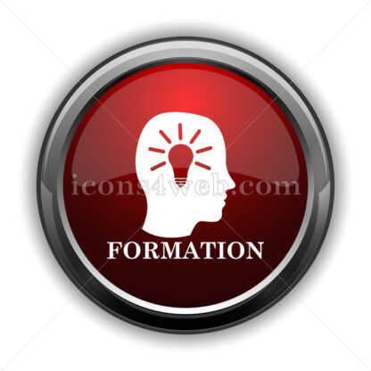 Formation icon. Red glossy web icon with shadow - Icons for website
