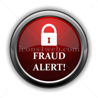 Fraud alert icon. Red glossy web icon with shadow - Icons for website