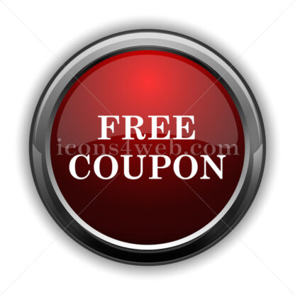 Free coupon icon. Red glossy web icon with shadow - Website icons