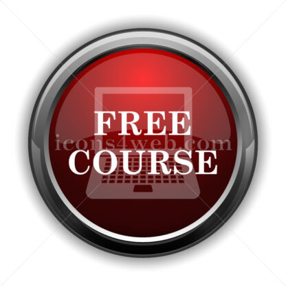 Free course icon. Red glossy web icon with shadow - Icons for website