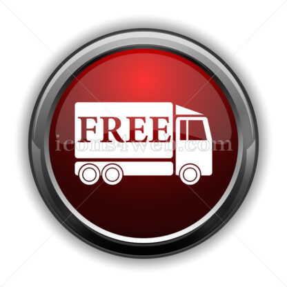 Free delivery truck icon. Red glossy web icon with shadow - Icons for website