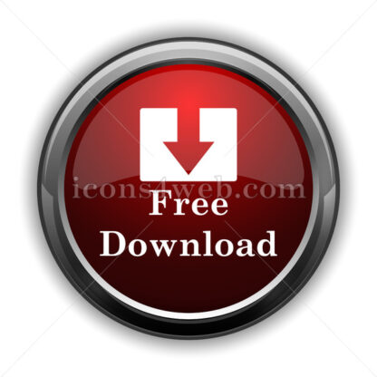 Free download icon. Red glossy web icon with shadow - Icons for website