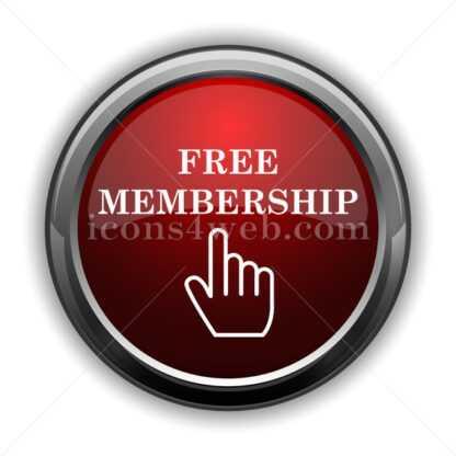 Free membership icon. Red glossy web icon with shadow - Icons for website