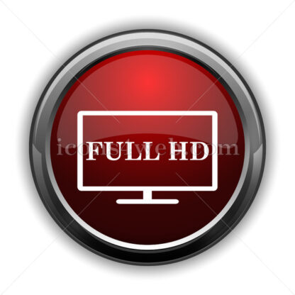 Full HD icon. Red glossy web icon with shadow - Icons for website