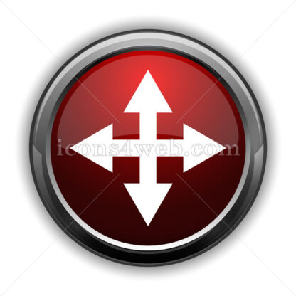 Full screen icon. Red glossy web icon with shadow - Icons for website