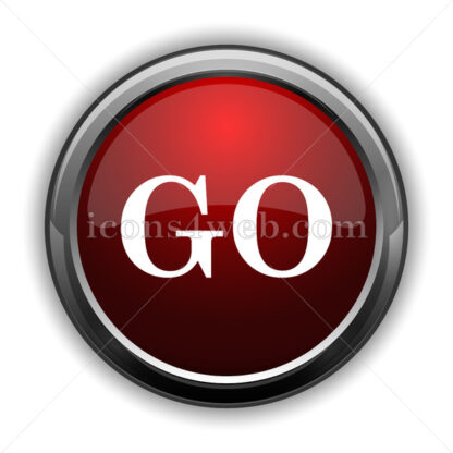 GO icon. Red glossy web icon with shadow - Icons for website